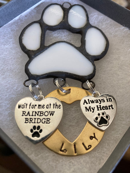 Stained Glass Personalized Paw Print Sun Catcher